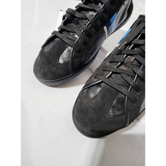 Authentic LOUIS VUITTON Suede Canvas Totem Sneakers Black Size 7 - Picture 15 of 16